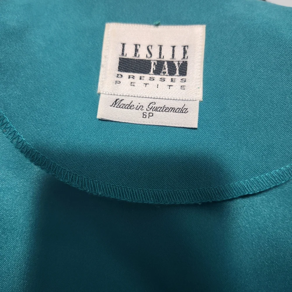 Vintage Leslie Fay Turquoise Velvet Skirt Suit Jacket Set W Gold Buttons Size 6P